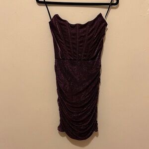 Windsor Strapless Dress in Sparkling Dark Purple